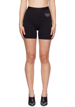 Marine Serre SSENSE Exclusive Black Embroidered Logo Sport Shorts