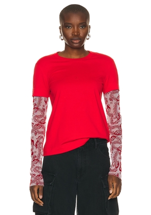 Givenchy Double Layer Long Sleeve T Shirt in Vermilion - Red. Size S (also in XS).