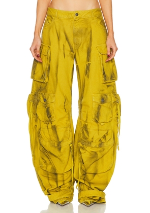 THE ATTICO Fern Long Pant in Hazelnut & Eden Green - Yellow. Size 26 (also in ).