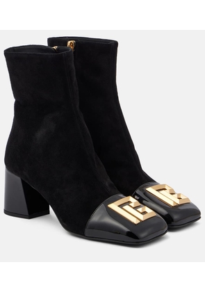 Balmain Edna suede and patent leather ankle boots