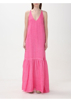 Dress 120% LINO Woman color Fuchsia