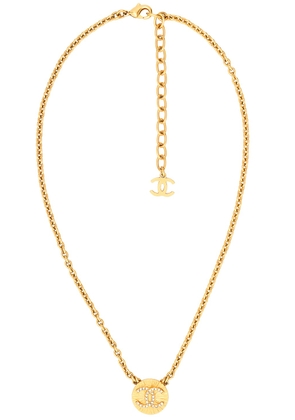 chanel Chanel Coco Mark Rhinestone Pendant Necklace in Gold - Metallic Gold. Size all.