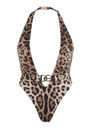 Dolce & Gabbana Leopard-print One-piece Swimsuit With Belt