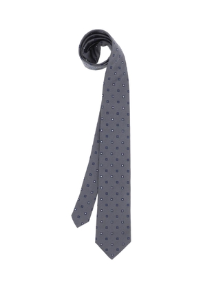 Brunello Cucinelli Square Motif Silk Tie In Grey