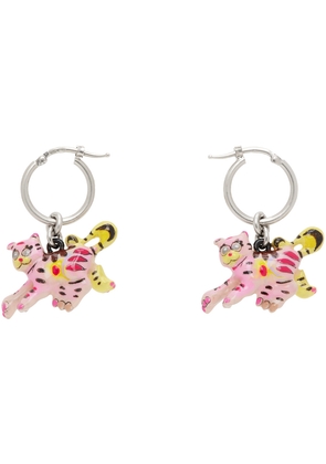 Marni Pink & Silver Tiger Pendants Earrings