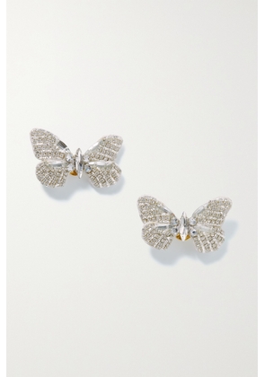 Oscar de la Renta - Party Butterfly Silver-tone Crystal Earrings - One size