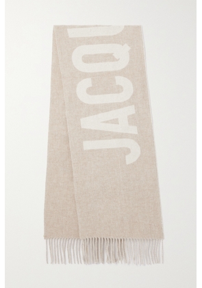 Jacquemus - Fringed Jacquard-knit Wool Scarf - Neutrals - One size