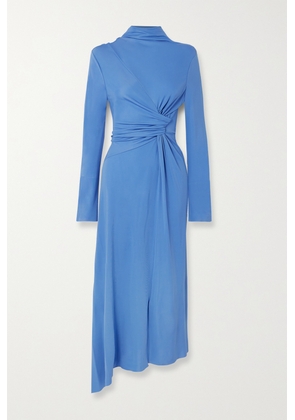 Victoria Beckham - Asymmetric Twist-front Jersey Midi Dress - Blue - UK 4,UK 6,UK 8,UK 10,UK 12,UK 14,UK 16