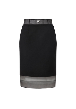 Prada Midi Skirt In Wool And Crinoline