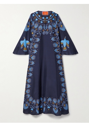 La DoubleJ - Flying Printed Silk Crepe De Chine Maxi Dress - Blue - x small,small,medium,large,x large