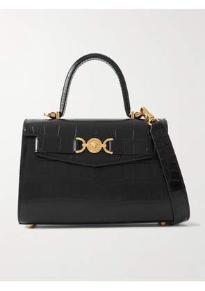 Versace - Embellished Croc-effect Leather Tote - Black - One size