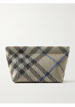Burberry - Ribbed Checked Jacquard-knitted Clutch - Gray - One size