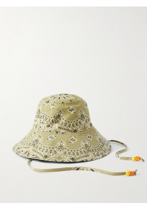 CALL IT BY YOUR NAME - Reversible Bead-embellished Paisley-print Cotton Bucket Hat - Neutrals - One size