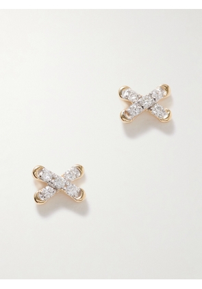 STONE AND STRAND - Cross Stitch 14-karat Gold Diamond Earrings - One size