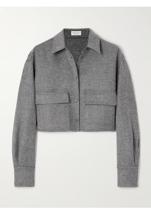 Brunello Cucinelli - Cropped Brushed-wool Jacket - Gray - IT38,IT40,IT42,IT44,IT46,IT48
