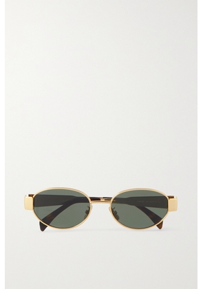 CELINE Eyewear - Oval-frame Gold-tone And Tortoiseshell Acetate Sunglasses - One size