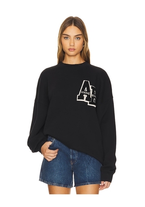 ANINE BING Miles Letterman Sweatshirt in Black. Size M, S, XS.