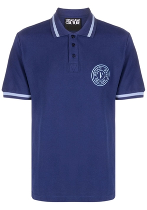 Versace Jeans Couture logo-embroidered cotton polo shirt - Blue