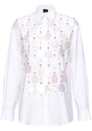 PINKO rhinestone-embellished cotton shirt - White