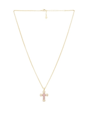 Joy Dravecky Jewelry Donatella Cross Necklace in Pink.