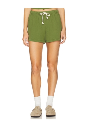 perfectwhitetee French Terry Sweat Shorts in Olive. Size M, S, XL, XS.