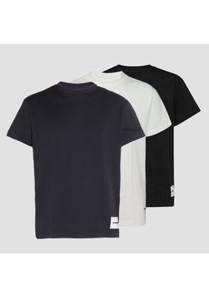 Jil Sander Blue, White And Black Cotton T-shirts