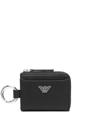 Emporio Armani eagle-plaque zipped wallet - Black