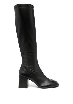 Courrèges 75mm logo-patch knee-high boots - Black