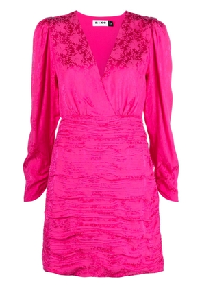 Rixo V-neck satin-jacquard minidress - Pink
