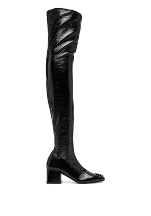 Courrèges 60mm logo-plaque leather boots - Black