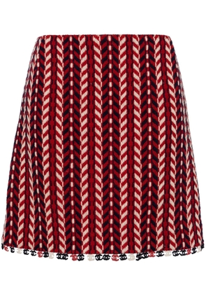 CHANEL Pre-Owned 2004 chevron-knit wool miniskirt - Red