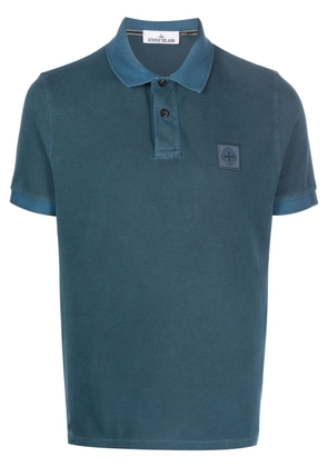 Stone Island Compass-motif cotton polo shirt - Blue