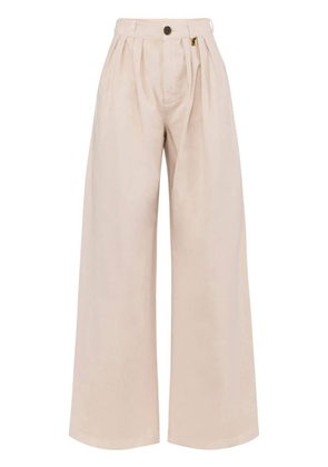 Elisabetta Franchi pleat-detail wide-leg trousers - Neutrals
