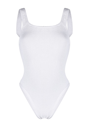 Hunza G crinkled square-neck one-piece - White