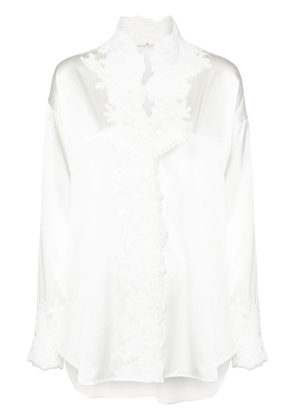 Ermanno Scervino lace-detail satin shirt - White