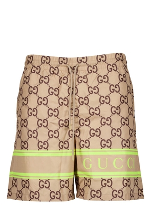 Gucci monogram-print drawstring swim shorts - Neutrals