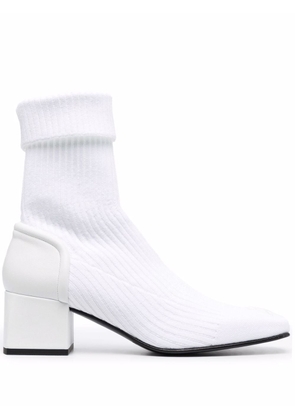 Courrèges ribbed-knit ankle boots - White