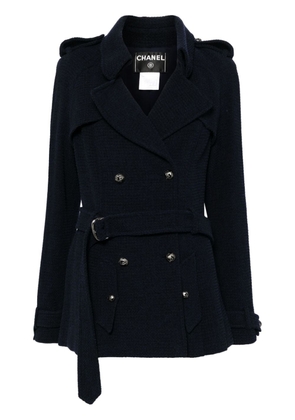 CHANEL Pre-Owned 2008 double-breasted belted coat - Blue