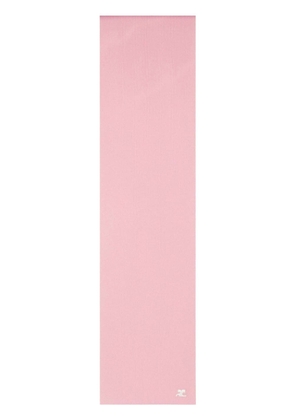 Courrèges logo-embroidered knitted scarf - Pink