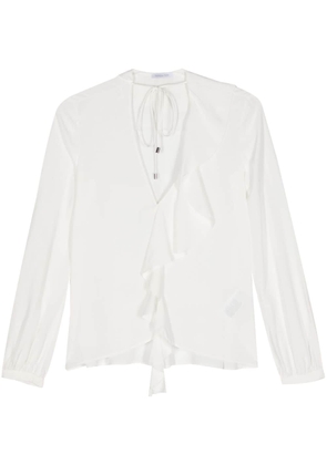 Patrizia Pepe ruffled-detail crepe blouse - White