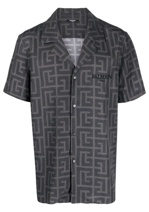 Balmain monogram-print short-sleeved shirt - Brown