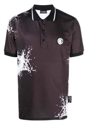 Plein Sport splash-print cotton polo shirt - Black