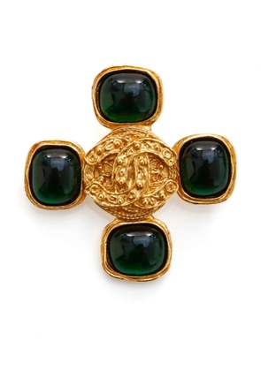 CHANEL Pre-Owned 1994 CC stone-detail brooch - Gold