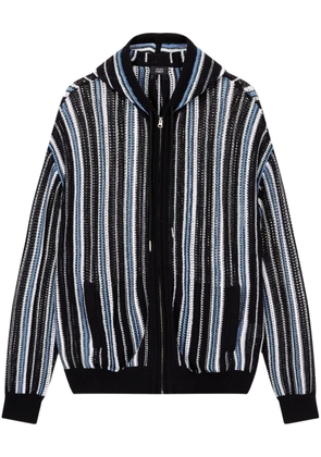 STUDIO TOMBOY striped zip-up knit hoodie - Black