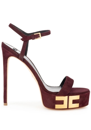 Elisabetta Franchi 135mm logo suede platform sandals - Red