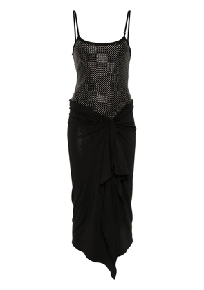 The Attico rhinestone-embellished midi dress - Black