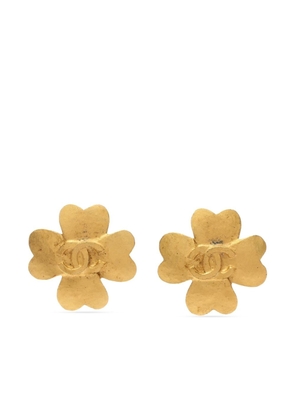CHANEL Pre-Owned 1986-1988 Clover clip-on earrings - Gold