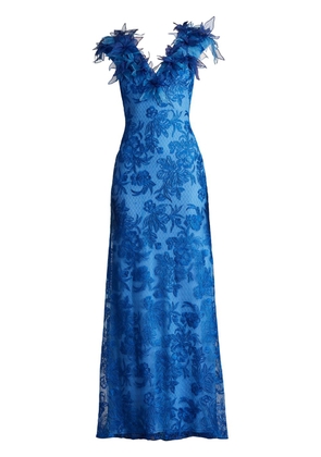 Tadashi Shoji layered floral-lace gown - Blue