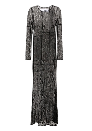 Almaz lace-patchwork sheer gown - Black