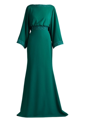 Tadashi Shoji long-sleeve open-back gown - Green